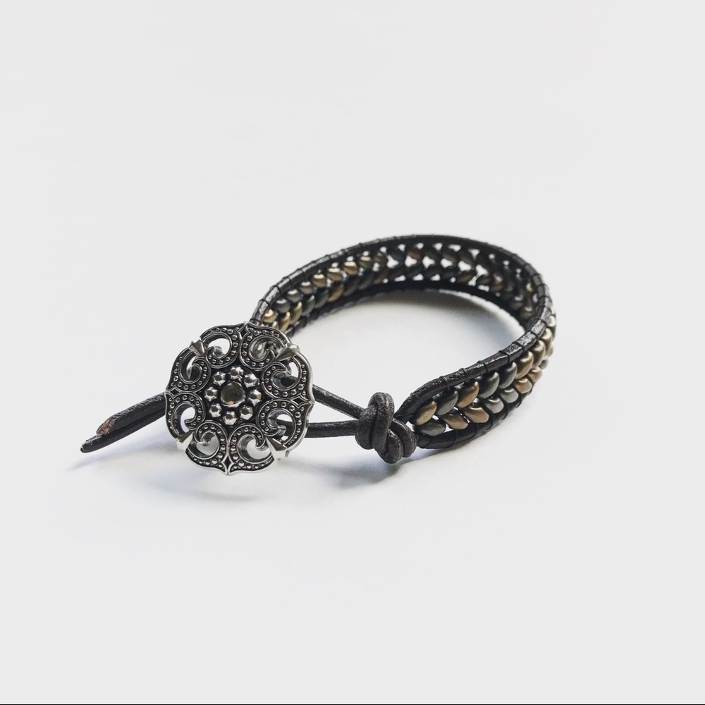 Handmade leather wrapped bracelet